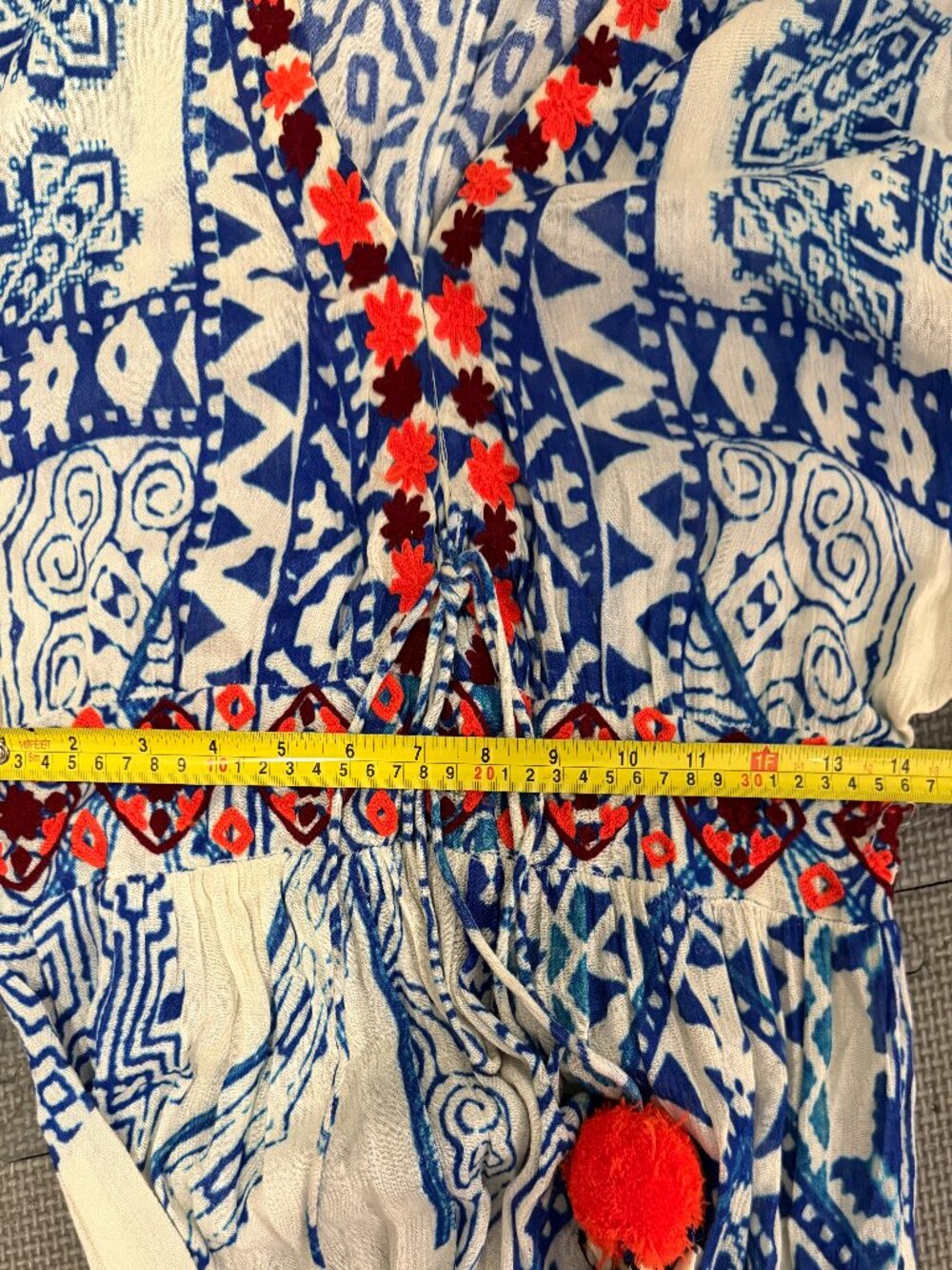 Hemant & Nandita Tie-Tassel Maxi Dress -Embroidered- S (fits to L)  - MSRP $648 - Picture 15 of 16